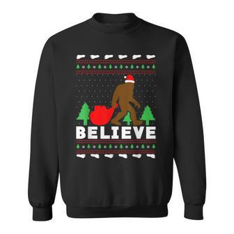 Christmas Believe Bigfoot Ugly Xmas Sweater Sweatshirt | Mazezy