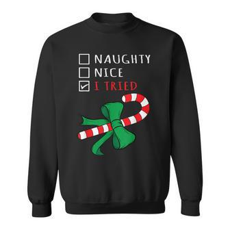 Christmas Candy Cane I Tried Checklist Sweatshirt - Monsterry