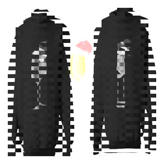 Christmas Champagne Cool Glass Santa Hat Drink Sweatshirt | Mazezy