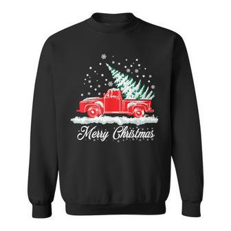 Christmas Classic Old Red Truck Vintage Pick Up Xmas Tree Sweatshirt | Mazezy