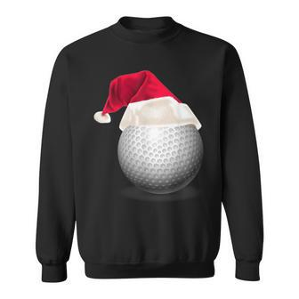 Christmas Golf Golf Ball In Santa Hat Sweatshirt | Mazezy