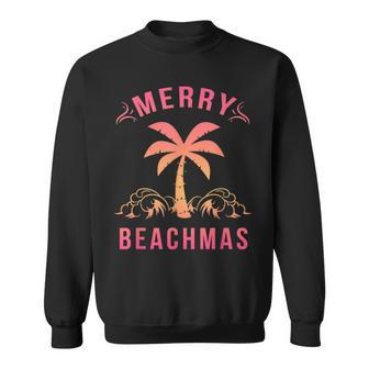 Christmas In July Coastal Beach Merry Beachmas Palm Tree Sweatshirt | Mazezy