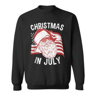 Christmas In July Retro Hipster Santa 4Th Of July Sweatshirt - Monsterry