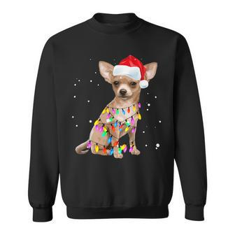 Christmas Lights Chihuahua With Santa Hat Pajamas Sweatshirt - Thegiftio UK