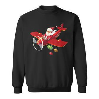 Christmas Santa Claus Pilot Flying Airplane Sweatshirt | Mazezy