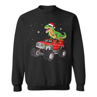 Christmas T Rex Dinosaur Truck Monster Santa Pajama Xmas Kid Sweatshirt | Mazezy
