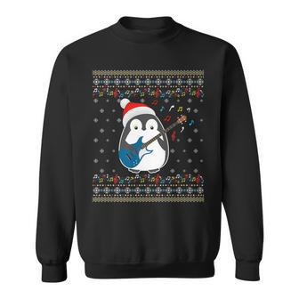 Christmas Ugly Sweater Xmas Family Matching Penguin Guitar Sweatshirt | Mazezy