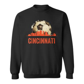 Cincinnati Soccer Queen City Skyline Futbol Fan Sweatshirt - Monsterry DE