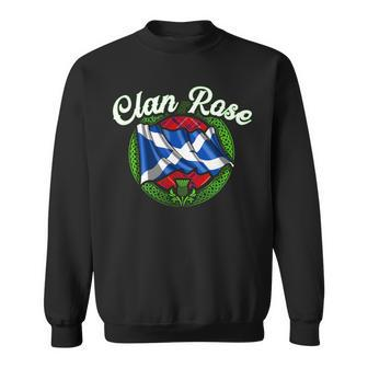 Clan Rose Tartan Scottish Last Name Scotland Flag Funny Last Name Designs Funny Gifts Sweatshirt | Mazezy