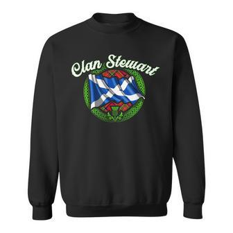 Clan Stewart Tartan Scottish Last Name Scotland Flag Funny Last Name Designs Funny Gifts Sweatshirt | Mazezy