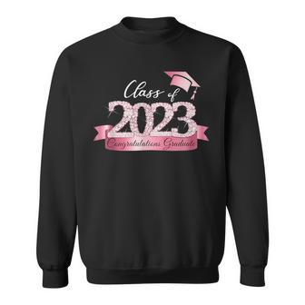 Class Of 2023 Congratulations Graduate Pink Black Outfit Sweatshirt | Mazezy UK