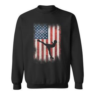 Classic Retro Usa American Flag Figure Skater Skating Usa Funny Gifts Sweatshirt | Mazezy