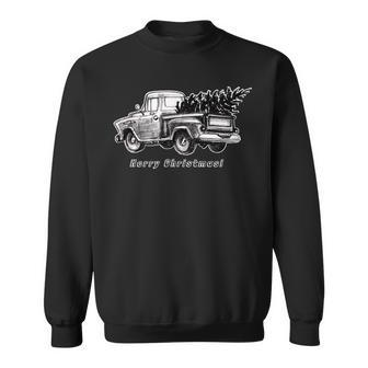 Classic Vintage Retro Stepside Pickup Truck Christmas Tree Sweatshirt | Mazezy