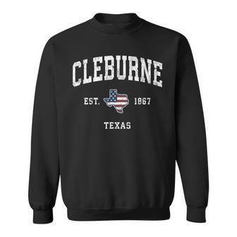 Cleburne Texas Tx Vintage American Flag Sports Sweatshirt | Mazezy