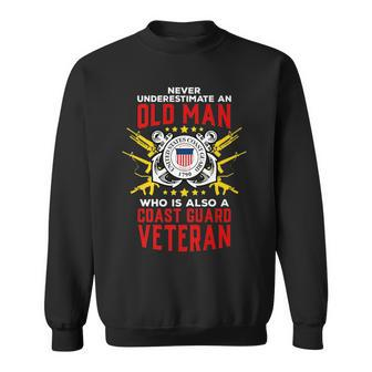 Coast Guard Never Underestimate An Old Man D4 Gun Flag Gift For Mens Sweatshirt | Mazezy