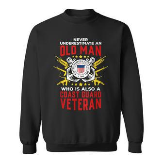 Coast Guard Never Underestimate An Old Man D4 Gun Flag Old Man Funny Gifts Sweatshirt | Mazezy