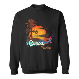 Cocoa Florida Beach Summer Vacation Palm Trees Sunset Men Florida Gifts & Merchandise Funny Gifts Sweatshirt | Mazezy