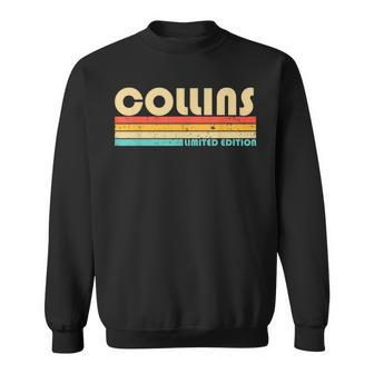 Collins Surname Retro Vintage 80S 90S Birthday Reunion Sweatshirt | Mazezy