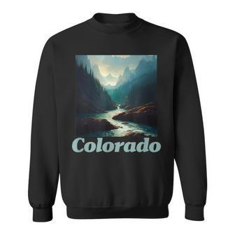 Colorado Mountain And Nature Graphic Sweatshirt - Monsterry