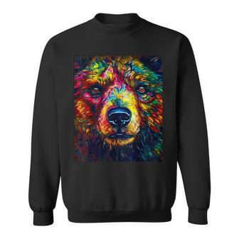 Colorful Grizzly Bear Closeup Sweatshirt | Mazezy
