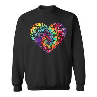 Colorful Tye Dye Die Tie Heart Valentine's Day Sweatshirt | Mazezy