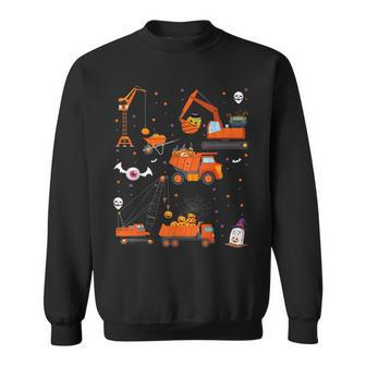Construction Vehicle Halloween Crane Truck Pumpkin Halloween Sweatshirt - Seseable