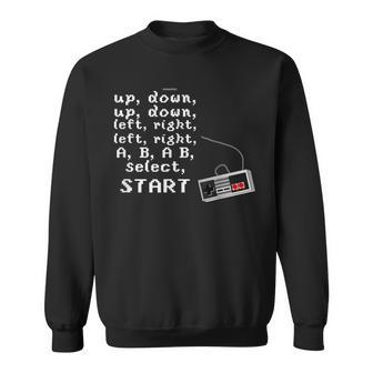 Contra Cheat Code Up Down Left Right A B Select Start Gamer Sweatshirt | Mazezy