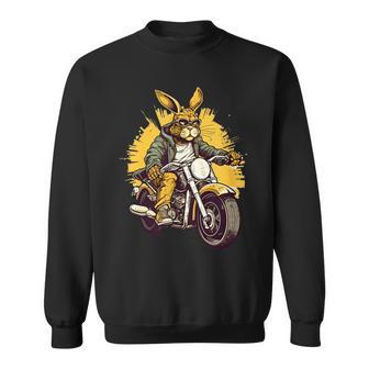 Cool Rabbit Motorcycle Rider Wild Hare Biker Biker Funny Gifts Sweatshirt | Mazezy