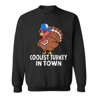 Coolest Turkey In Town Turkey Thanksgiving Boys Sweatshirt - Seseable