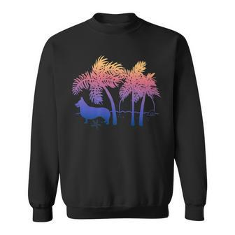 Corgi Ombre Beach Sunrise Sweatshirt | Mazezy