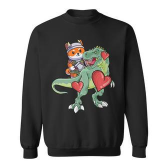 Corgi Riding Dinosaur Funny Reptile Animal Lover Graphic Sweatshirt | Mazezy