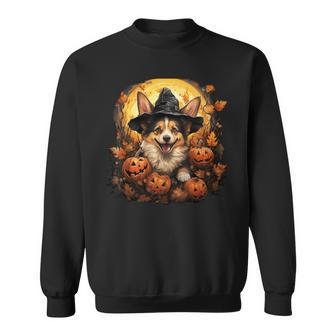 Corgi Witch Cute Halloween Costume For Dog Lover Sweatshirt | Mazezy