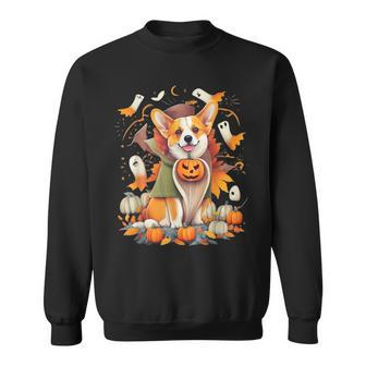 Corgi Witch Cute Halloween Costume For Dog Lover Sweatshirt - Monsterry