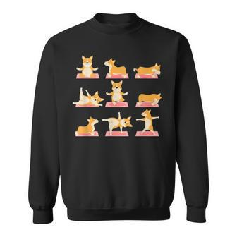 Corgi Yoga -Yoga Corgi Dog On Mat-Cool Gifts Sweatshirt | Mazezy