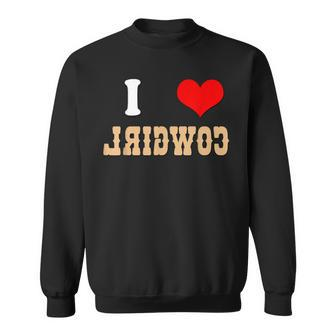 Country Funny I Heart Cowgirls I Love Reverse Cowgirl Sweatshirt | Mazezy