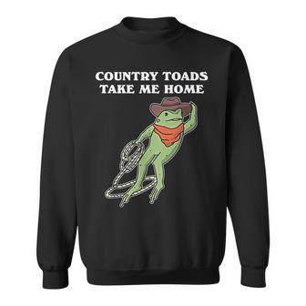 Country Toads Take Me Home Cowboy Frog Western Sweatshirt - Seseable