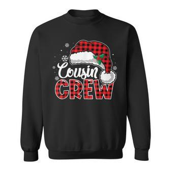 Cousin Crew Buffalo Plaid Christmas Family Xmas Pajama Santa Sweatshirt - Seseable