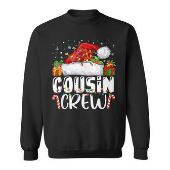 Cousin Crew Christmas Santa Hat Lights Pajamas Xmas Sweatshirt | Mazezy