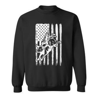 Cowboy Bull Rider - Us American Flag Rodeo Bull Riding Rodeo Funny Gifts Sweatshirt | Mazezy