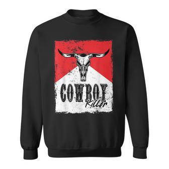 Cowboy Killer Western Cowgirl Cowboy Killers Bull Horn Skull Sweatshirt | Mazezy
