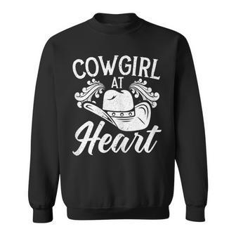Cowgirl At Heart Western Rodeo Howdy Horseback Riding Gift For Womens Sweatshirt | Mazezy