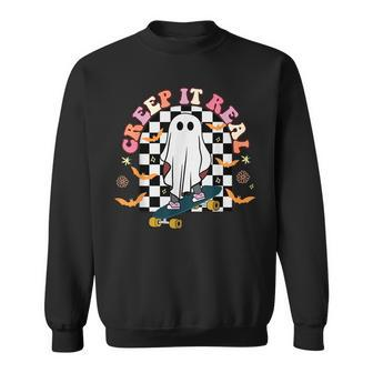 Creep It Real Skateboarder Ghost Vintage Retro Halloween IT Funny Gifts Sweatshirt | Mazezy