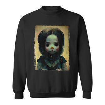 Creepy Halloween Goth Horror Doll Halloween Sweatshirt | Mazezy