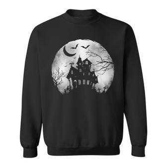 Creepy Horror House Scary Full Moon Halloween Halloween Sweatshirt | Mazezy