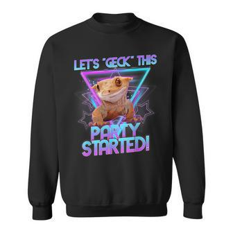 Crested Gecko Let's Geck This Party Started Sweatshirt - Seseable