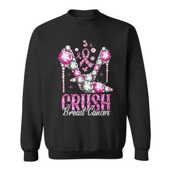 Crush Breast Cancer Awareness Bling Pink Ribbon Sweatshirt - Seseable