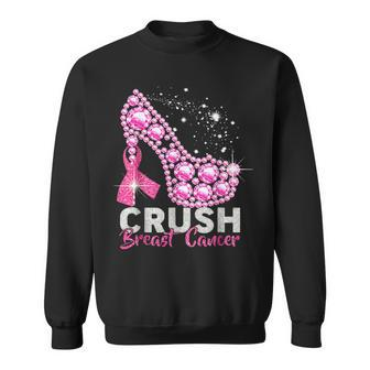 Crush Breast Cancer Pink Bling High Heels Breast Cancer Sweatshirt - Seseable