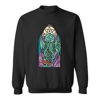 Cthulhu Church Stained Glass Cosmic Horror Monster Church Sweatshirt