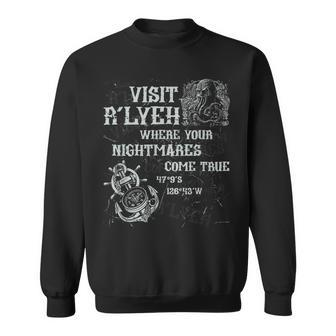 Cthulhu Visit R'lyeh Coordinates Cosmic Horror Cthulhu Horror Sweatshirt | Mazezy
