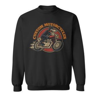 Custom Motorcycles Retro Biker Lowbrow Wolf Rockabilly 50S Sweatshirt | Mazezy